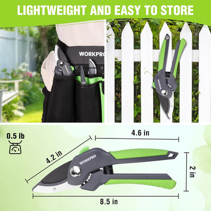 8.5" Anvil Pruning Shear, Heavy Duty Garden Scissors & Clippers