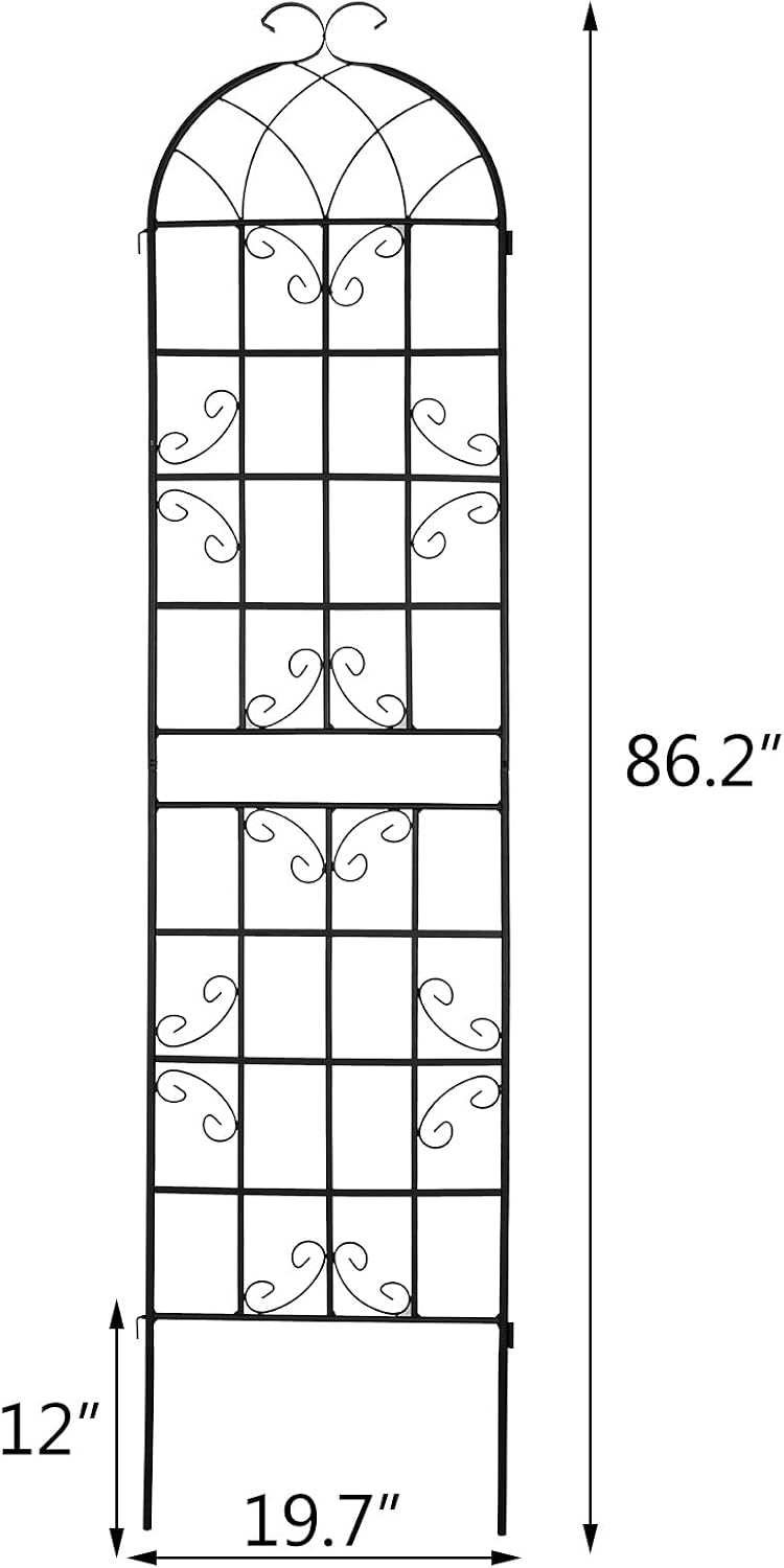 4 Pack 86.2x19.7in Metal Garden Trellis for Climbing Plants,Black Metal Garden Trellis for Vines Plant Rose Vegetable Support,Large Decorative Outdoor Trellis