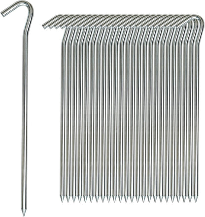 Metal Tent Stakes Heavy Duty 9 Inch, Anti-Rust Yard Pegs for Camping