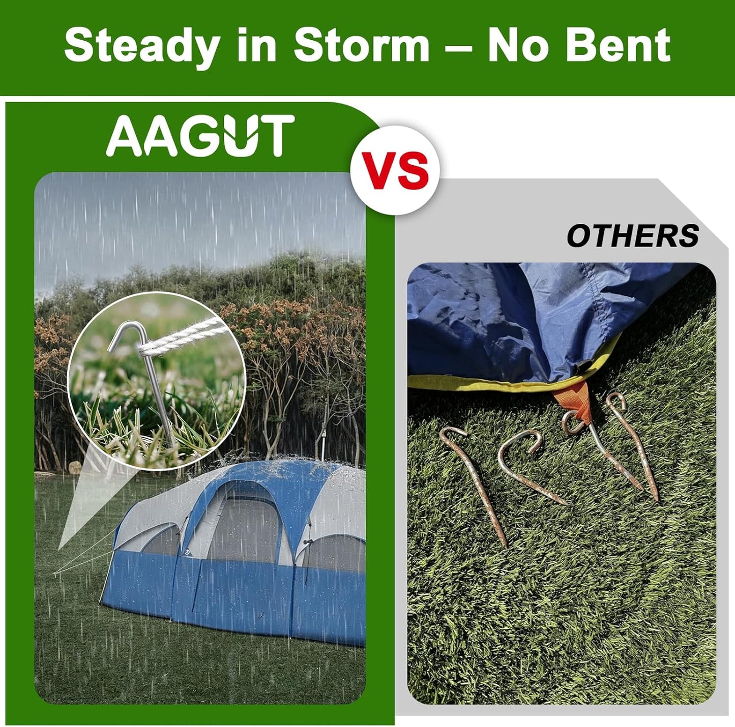 Metal Tent Stakes Heavy Duty 9 Inch, Anti-Rust Yard Pegs for Camping