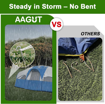 Metal Tent Stakes Heavy Duty 9 Inch, Anti-Rust Yard Pegs for Camping