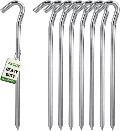 Metal Tent Stakes Heavy Duty 9 Inch, Anti-Rust Yard Pegs for Camping