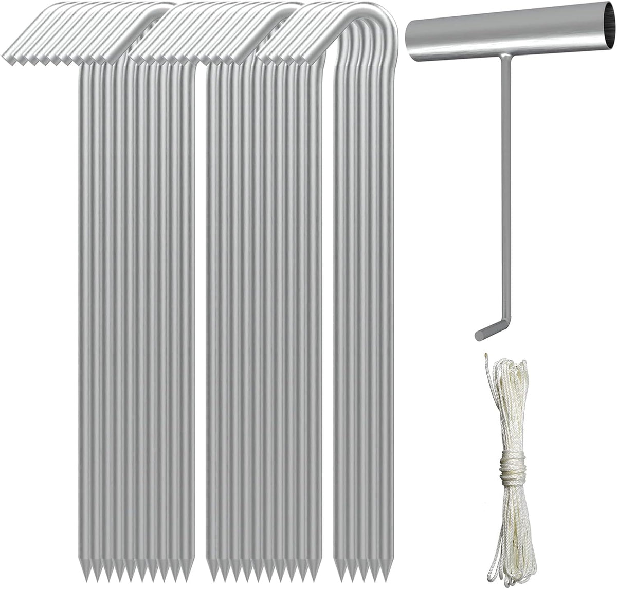 Metal Tent Stakes Heavy Duty 9 Inch, Anti-Rust Yard Pegs for Camping