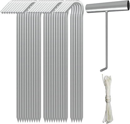 Metal Tent Stakes Heavy Duty 9 Inch, Anti-Rust Yard Pegs for Camping