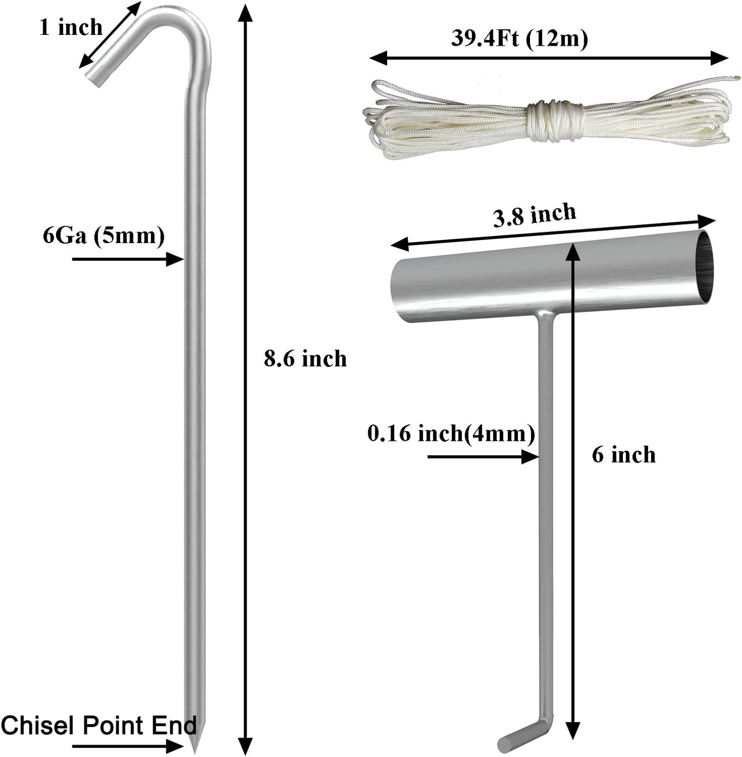 Metal Tent Stakes Heavy Duty 9 Inch, Anti-Rust Yard Pegs for Camping