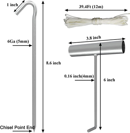Metal Tent Stakes Heavy Duty 9 Inch, Anti-Rust Yard Pegs for Camping