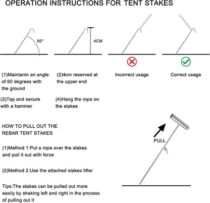 Metal Tent Stakes Heavy Duty 9 Inch, Anti-Rust Yard Pegs for Camping