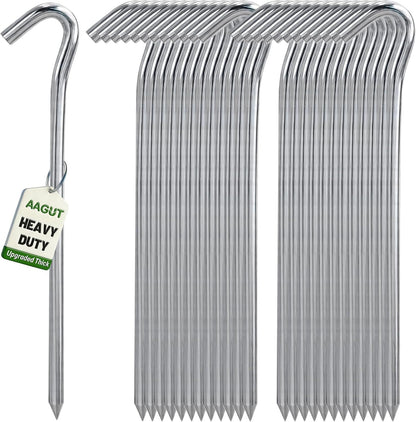 Metal Tent Stakes Heavy Duty 9 Inch, Anti-Rust Yard Pegs for Camping