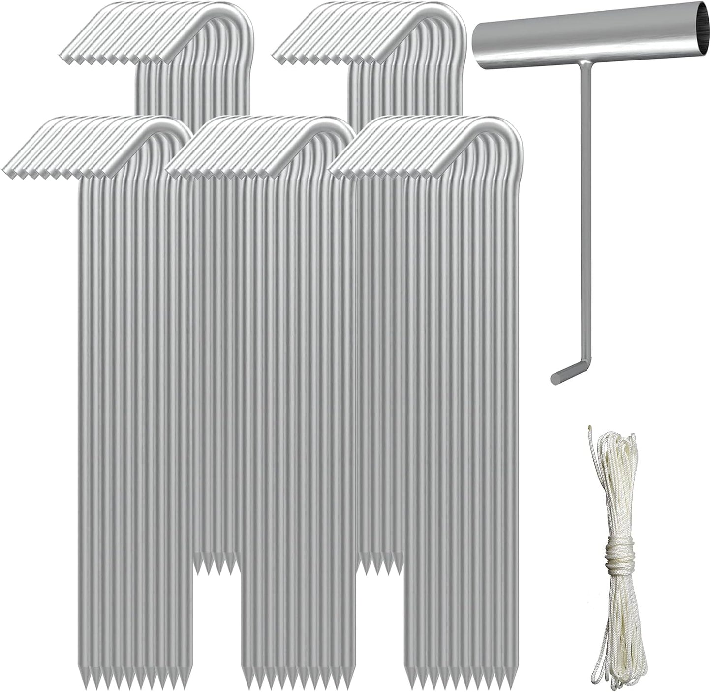 Metal Tent Stakes Heavy Duty 9 Inch, Anti-Rust Yard Pegs for Camping