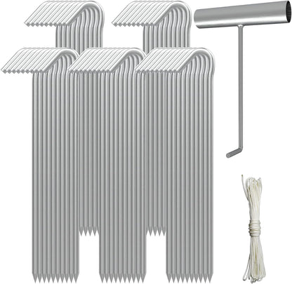 Metal Tent Stakes Heavy Duty 9 Inch, Anti-Rust Yard Pegs for Camping
