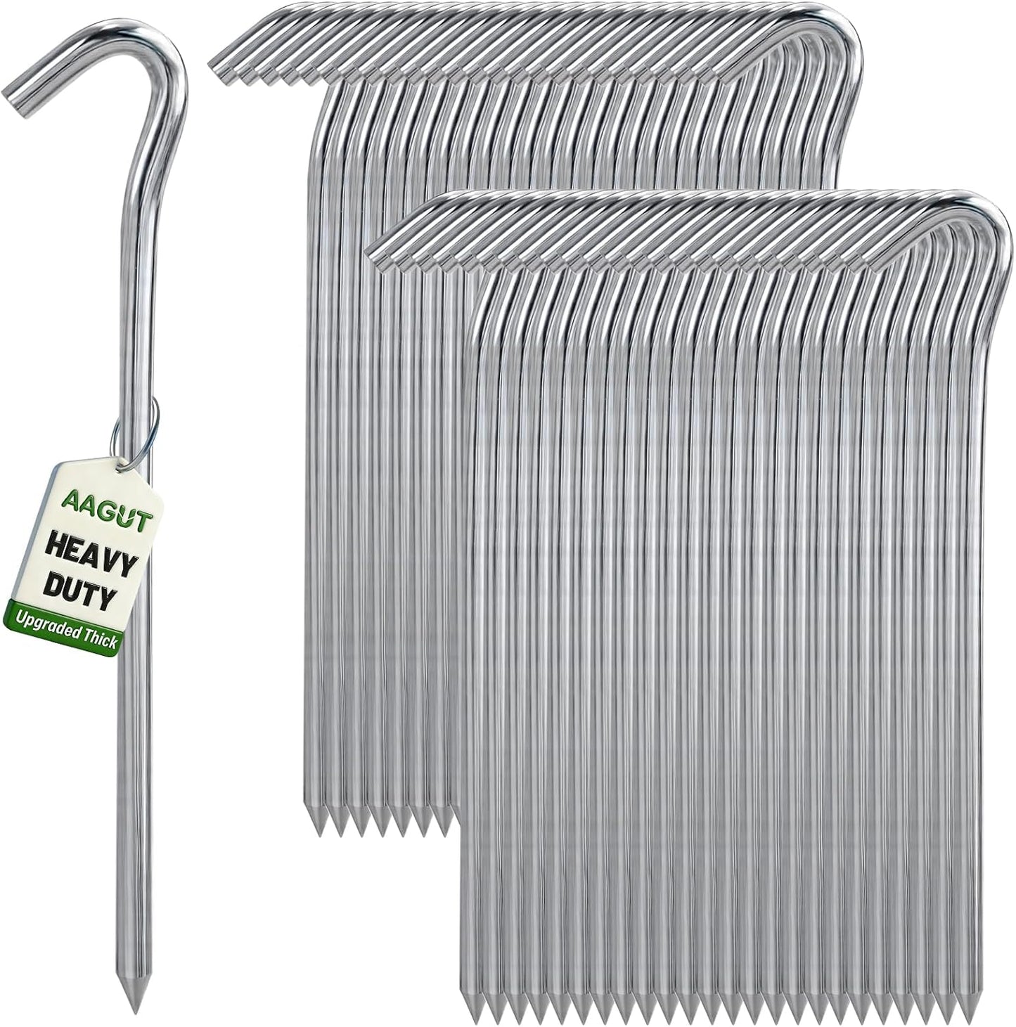 Metal Tent Stakes Heavy Duty 9 Inch, Anti-Rust Yard Pegs for Camping