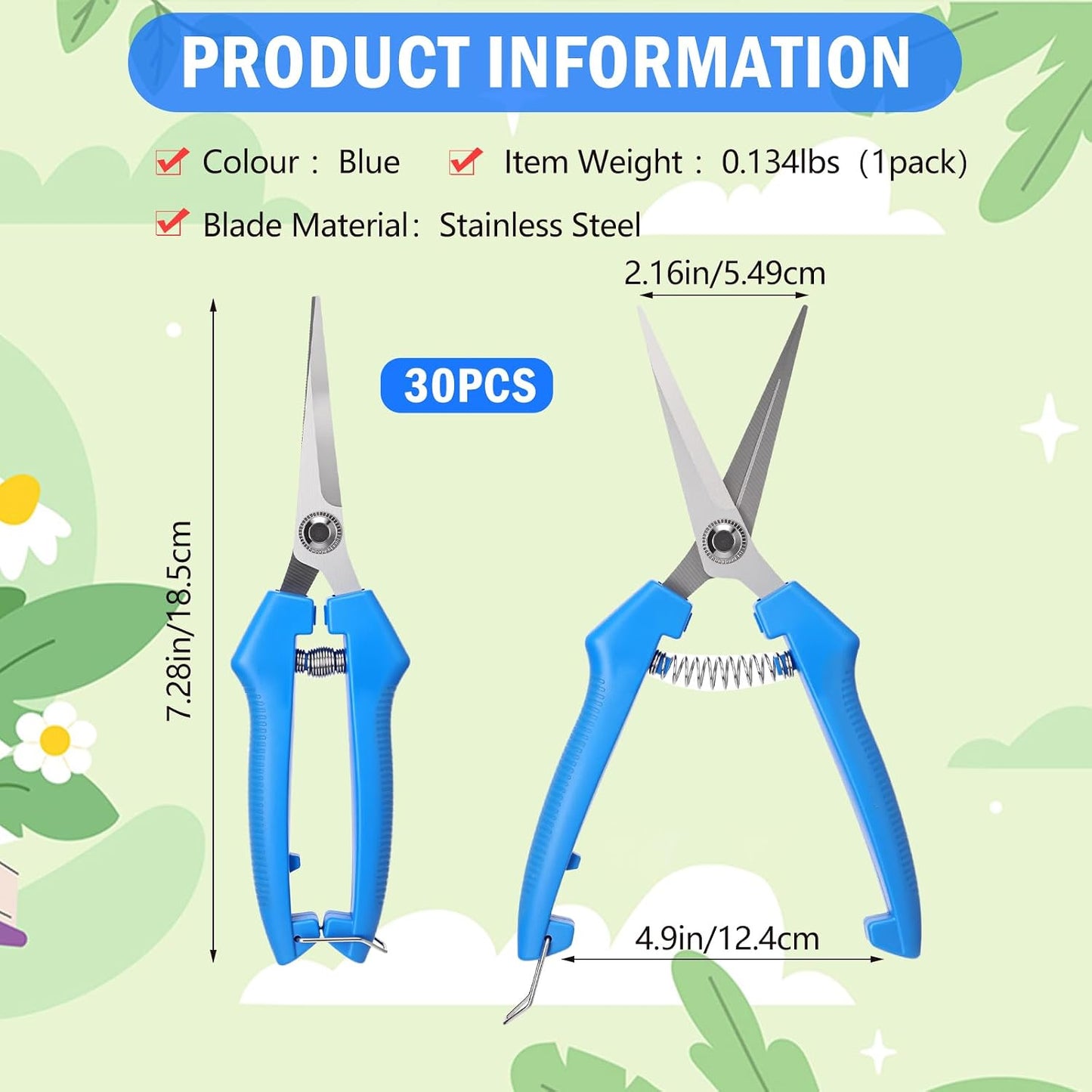 20 Pcs Pruning Shears 7.2" Bud Trimming Scissors, Red