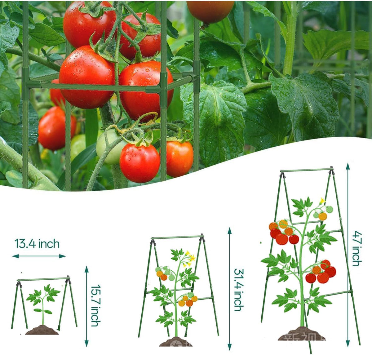 Garden Cucumber Trellis for Climbing Plants Outdoor, 47x16 inch A Frame Cucumber Trellis for Garden Raised Bed, Plant Support for Vegetable Vine Pea Bean, with Netting (Green, 47x16inch)