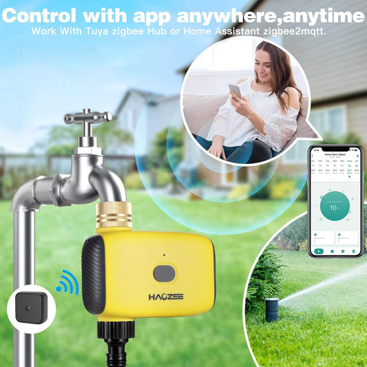 Smart Water Timer for Garden Hose, Sprinkler Timer for Watering,Requires Zigbee 3.0 Hub,Support Home Assistant Zigbee2mqtt,Automatic Irrigation Controller System for Lawns and Yard.