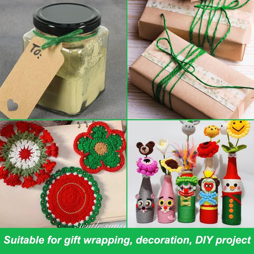 Garden Twine, 656 Feet 2mm Green Plant Ties, Strong Jute Twine String for Climbing Plants, Tomatoes, Floristry, Crafts