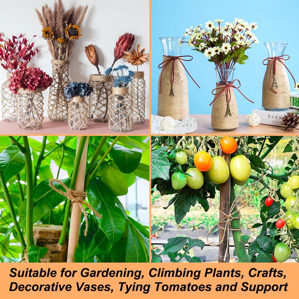 Garden Twine, 656 Feet 2mm Green Plant Ties, Strong Jute Twine String for Climbing Plants, Tomatoes, Floristry, Crafts