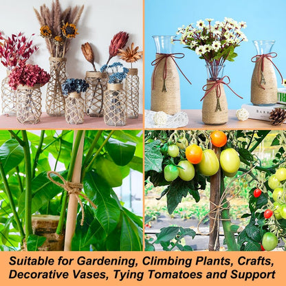 Garden Twine, 656 Feet 2mm Green Plant Ties, Strong Jute Twine String for Climbing Plants, Tomatoes, Floristry, Crafts