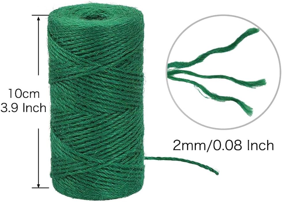 Garden Twine, 656 Feet 2mm Green Plant Ties, Strong Jute Twine String for Climbing Plants, Tomatoes, Floristry, Crafts