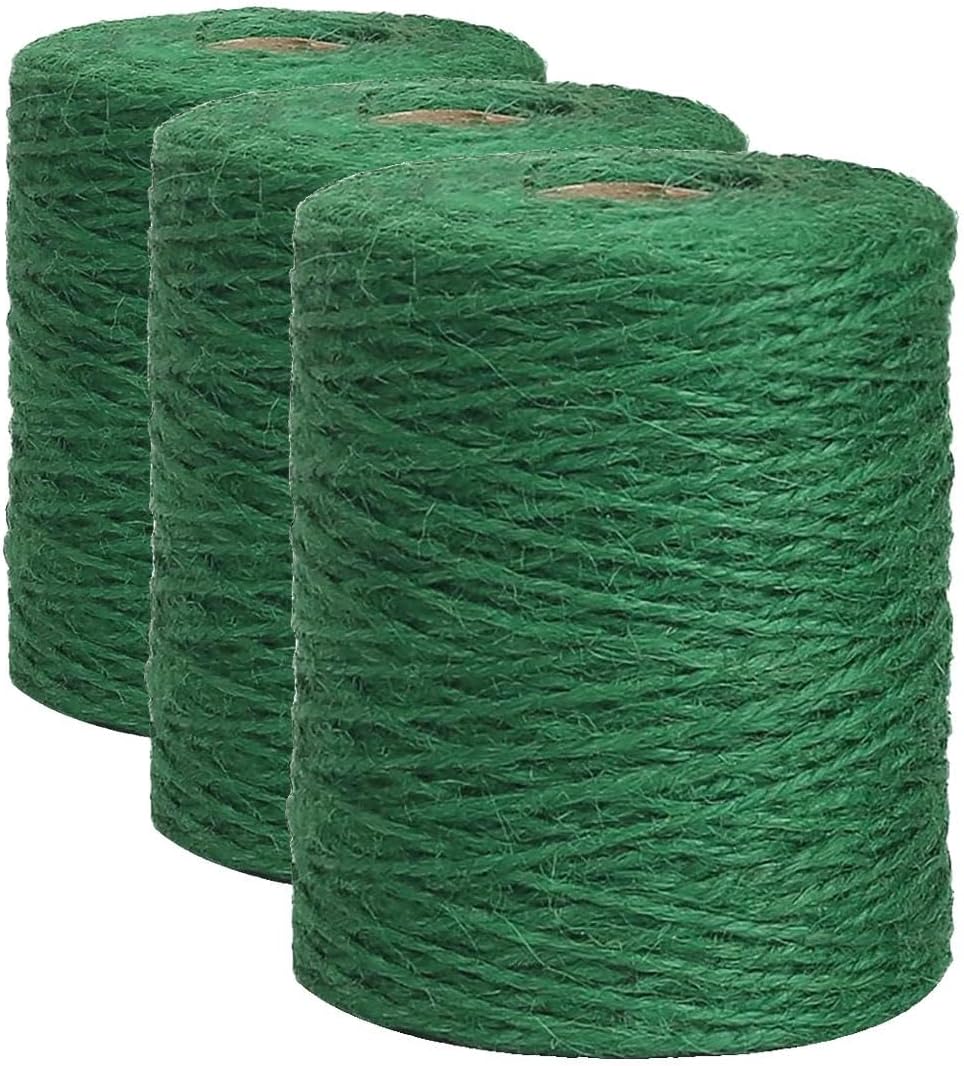 Garden Twine, 656 Feet 2mm Green Plant Ties, Strong Jute Twine String for Climbing Plants, Tomatoes, Floristry, Crafts