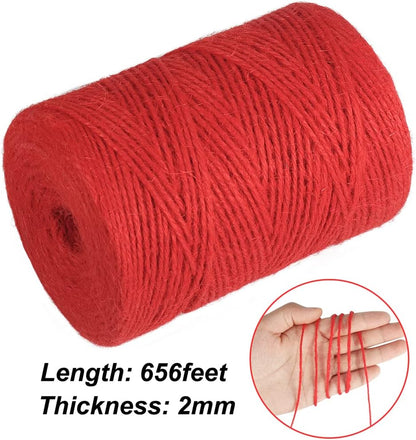 Garden Twine, 656 Feet 2mm Green Plant Ties, Strong Jute Twine String for Climbing Plants, Tomatoes, Floristry, Crafts