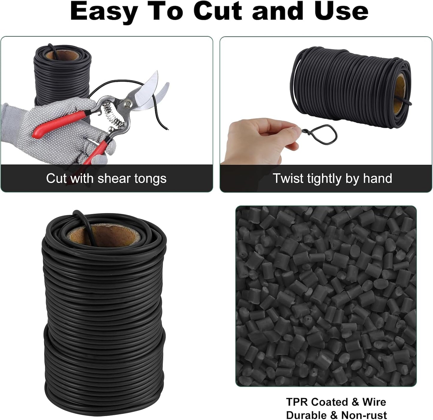 101 Feet Soft Plant Ties Dark Green Plant Twist Ties, Plant Ties for Support. Gardening Supplies for Plants Office Home Organization 3mm Diameter