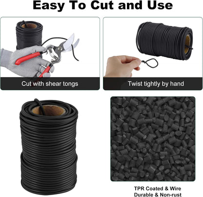 101 Feet Soft Plant Ties Dark Green Plant Twist Ties, Plant Ties for Support. Gardening Supplies for Plants Office Home Organization 3mm Diameter