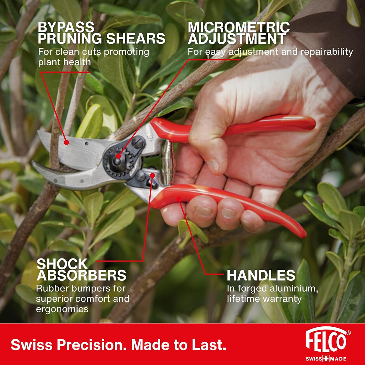 F31 Pruning Shears – 8.3" Garden Clippers with Anvil Blade for Dry & Hard Wood | Hand Pruner for Gardening | Garden Tool Cutter with Aluminum Handle, Alloy Steel Blade, High-Torque Cutting Power