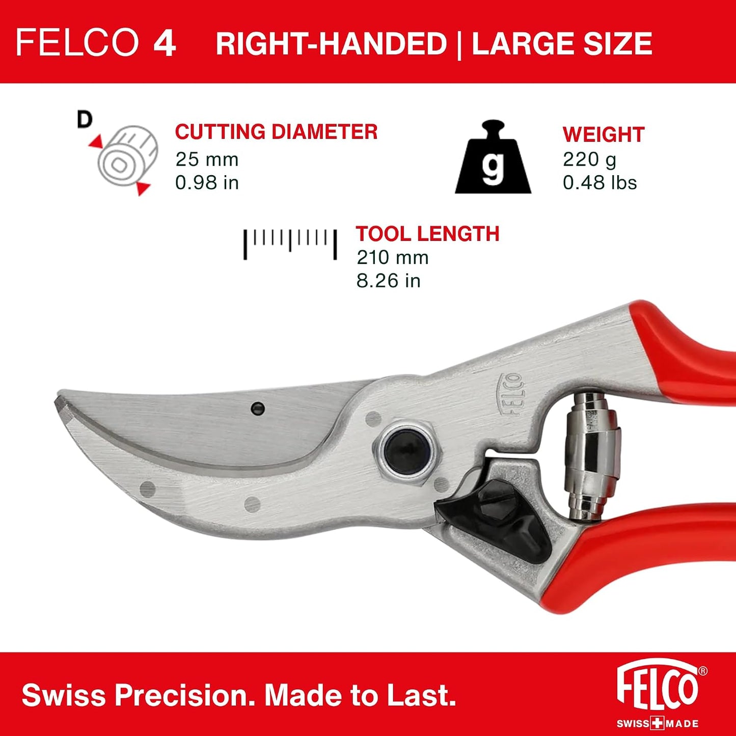 F31 Pruning Shears – 8.3" Garden Clippers with Anvil Blade for Dry & Hard Wood | Hand Pruner for Gardening | Garden Tool Cutter with Aluminum Handle, Alloy Steel Blade, High-Torque Cutting Power
