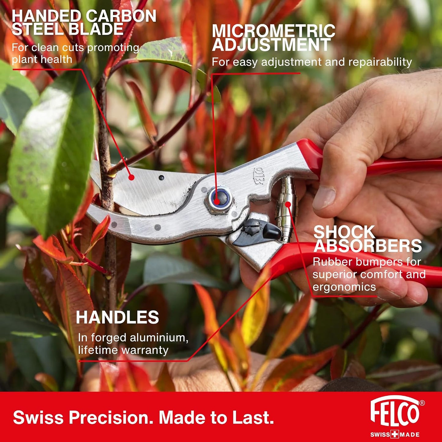 F31 Pruning Shears – 8.3" Garden Clippers with Anvil Blade for Dry & Hard Wood | Hand Pruner for Gardening | Garden Tool Cutter with Aluminum Handle, Alloy Steel Blade, High-Torque Cutting Power