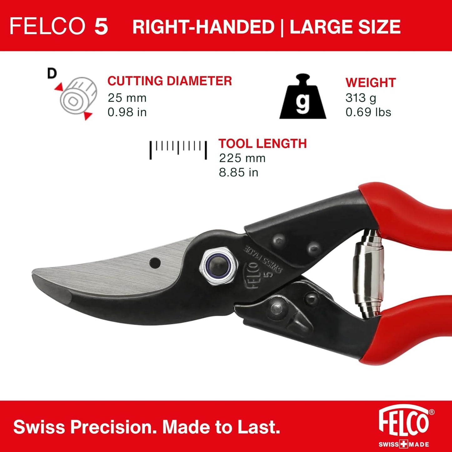 F31 Pruning Shears – 8.3" Garden Clippers with Anvil Blade for Dry & Hard Wood | Hand Pruner for Gardening | Garden Tool Cutter with Aluminum Handle, Alloy Steel Blade, High-Torque Cutting Power