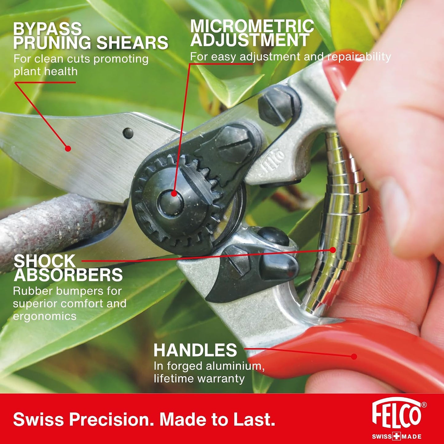 F31 Pruning Shears – 8.3" Garden Clippers with Anvil Blade for Dry & Hard Wood | Hand Pruner for Gardening | Garden Tool Cutter with Aluminum Handle, Alloy Steel Blade, High-Torque Cutting Power