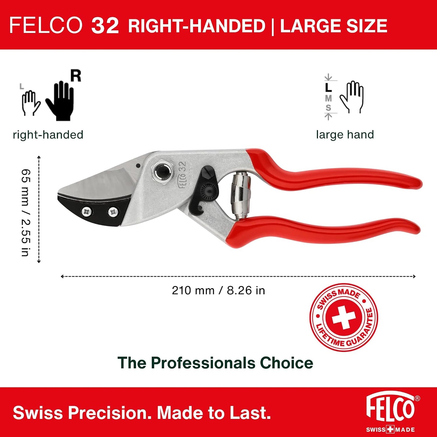 F31 Pruning Shears – 8.3" Garden Clippers with Anvil Blade for Dry & Hard Wood | Hand Pruner for Gardening | Garden Tool Cutter with Aluminum Handle, Alloy Steel Blade, High-Torque Cutting Power