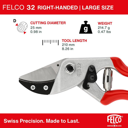 F31 Pruning Shears – 8.3" Garden Clippers with Anvil Blade for Dry & Hard Wood | Hand Pruner for Gardening | Garden Tool Cutter with Aluminum Handle, Alloy Steel Blade, High-Torque Cutting Power