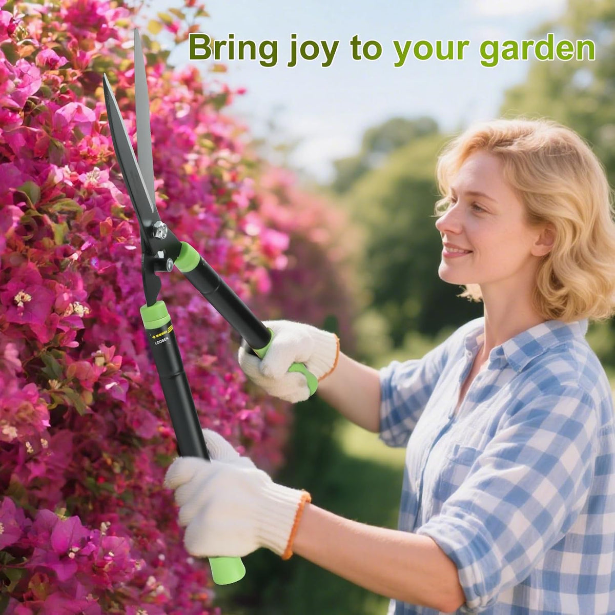 Telescoping Hedge Shears with Sharp 8 Inch Blades for Shrubs and Bushes