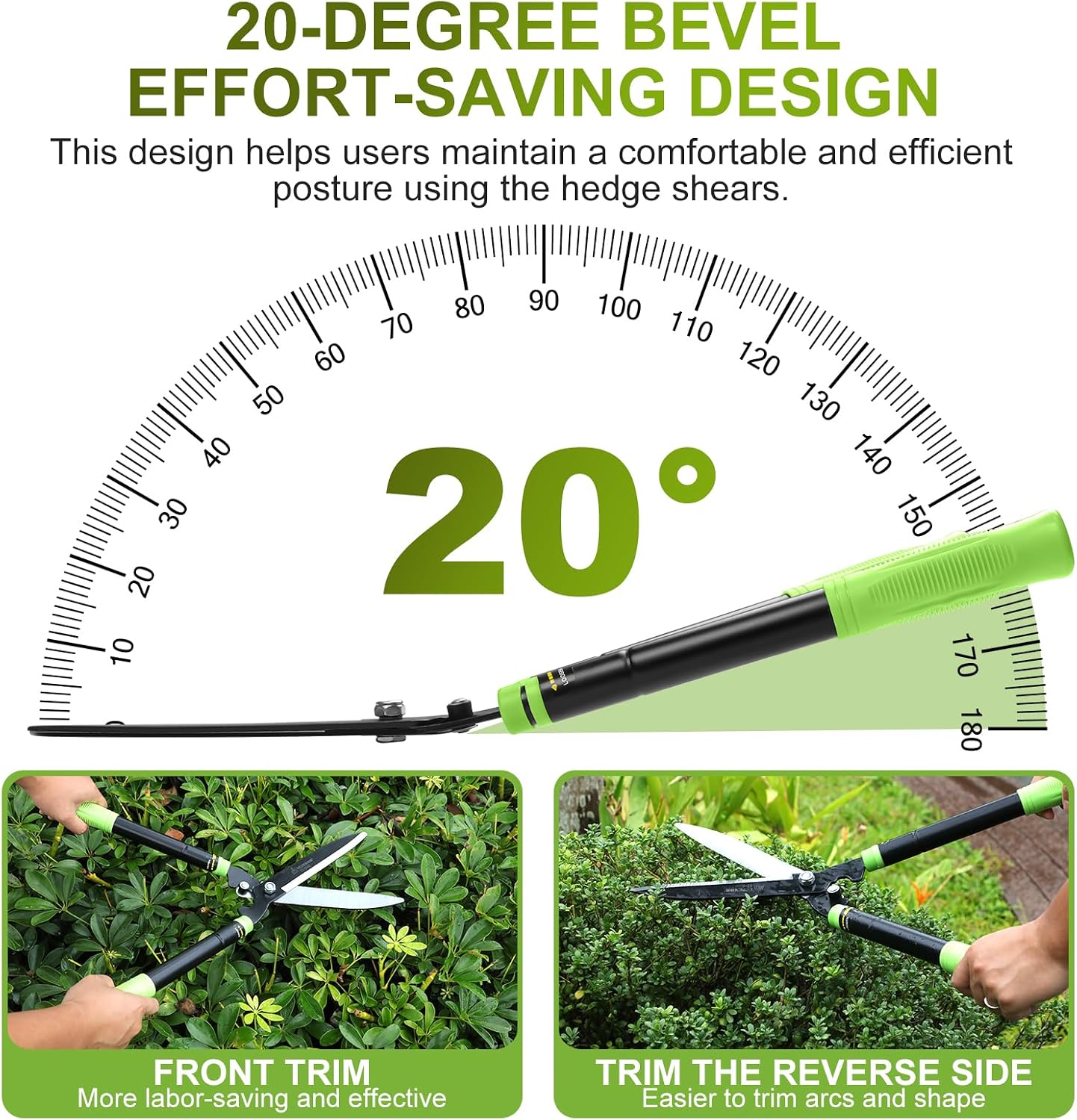 Telescoping Hedge Shears with Sharp 8 Inch Blades for Shrubs and Bushes