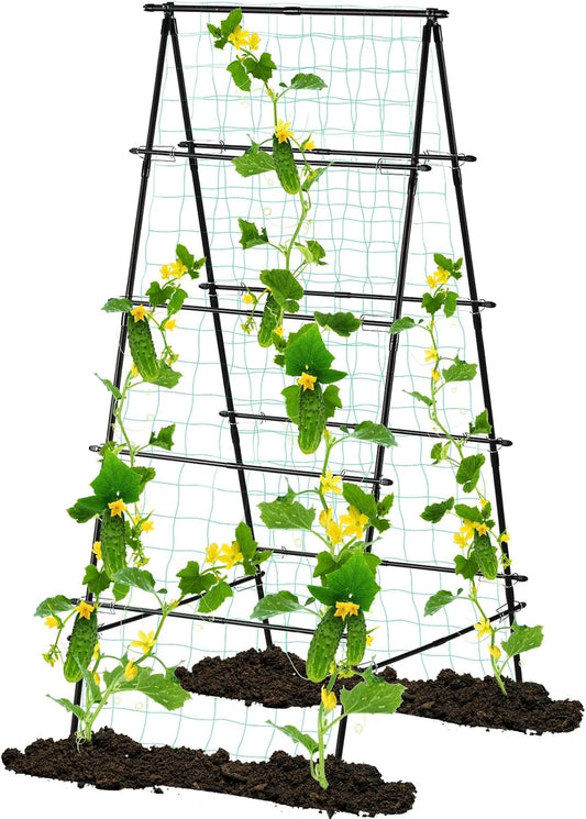 Cucumber Trellis for Raised Garden Bed, 71" H x 32" W A Frame