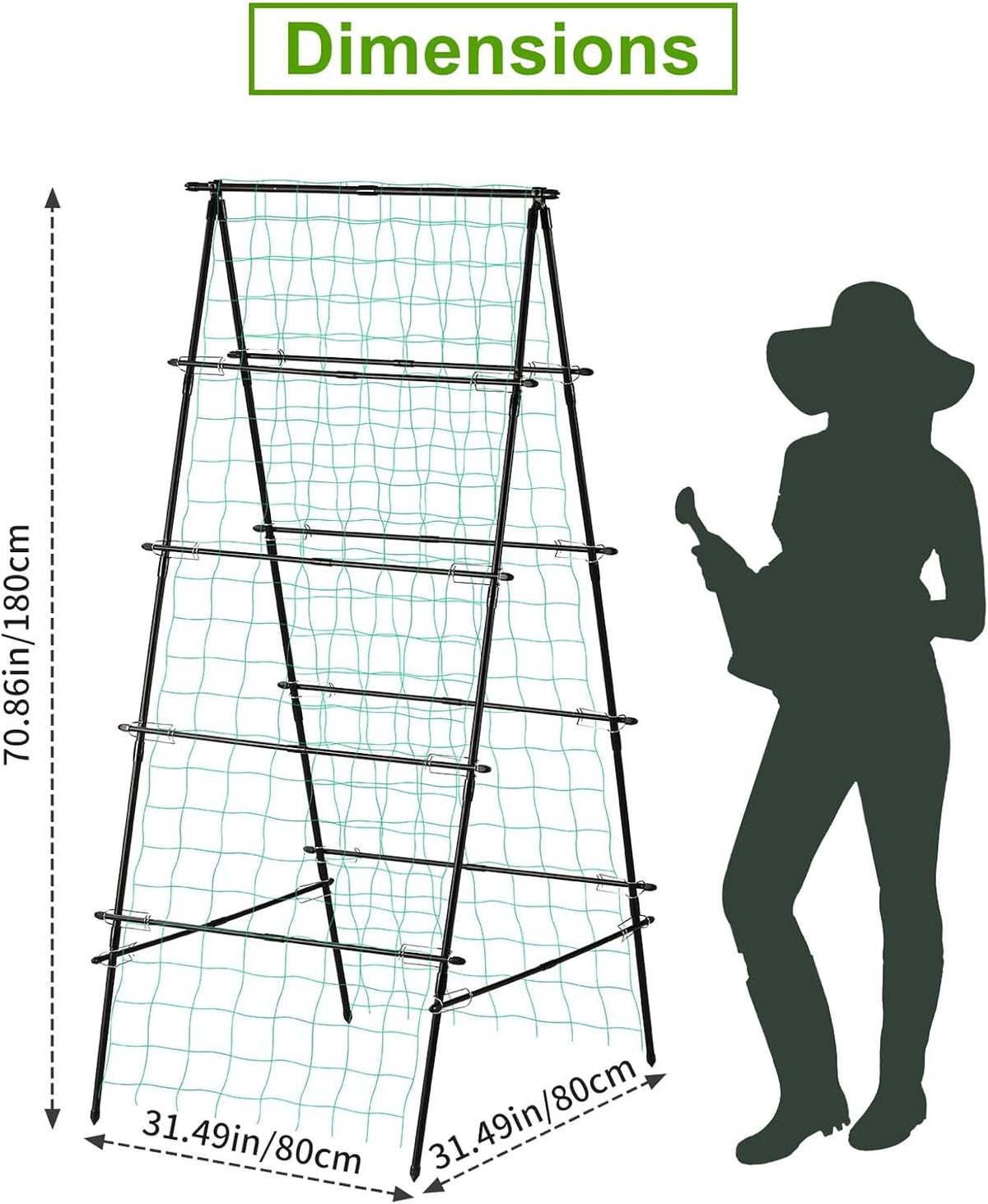 Cucumber Trellis for Raised Garden Bed, 71" H x 32" W A Frame