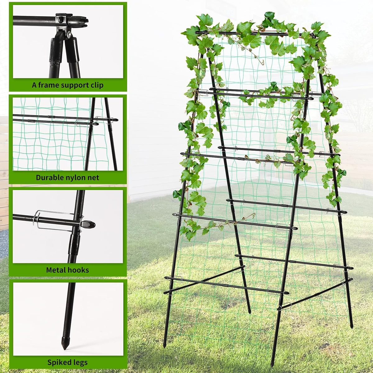 Cucumber Trellis for Raised Garden Bed, 71" H x 32" W A Frame