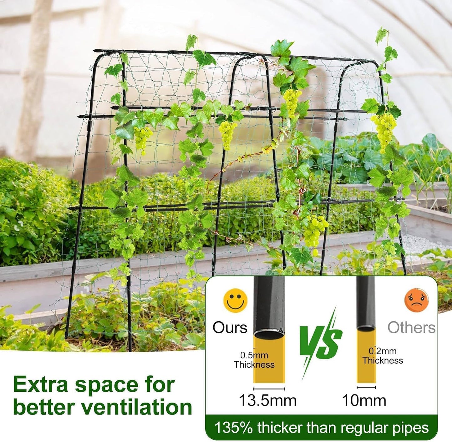 Cucumber Trellis for Raised Garden Bed, 71" H x 32" W A Frame