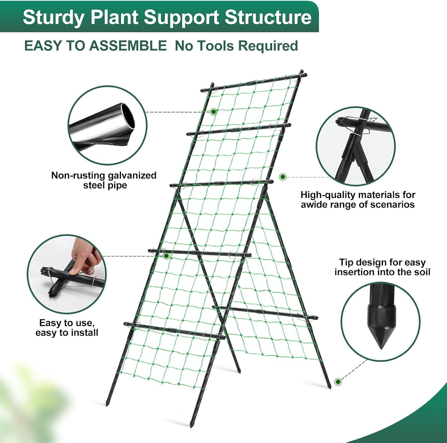 Cucumber Trellis for Raised Garden Bed, 71" H x 32" W A Frame