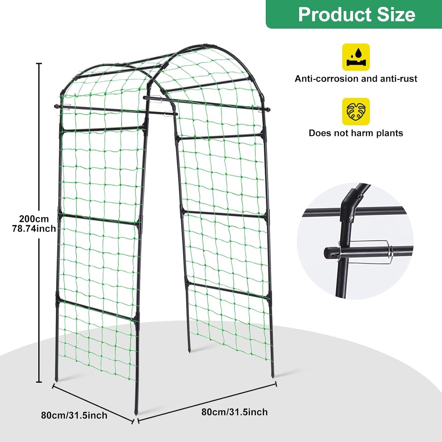 Cucumber Trellis for Raised Garden Bed, 71" H x 32" W A Frame