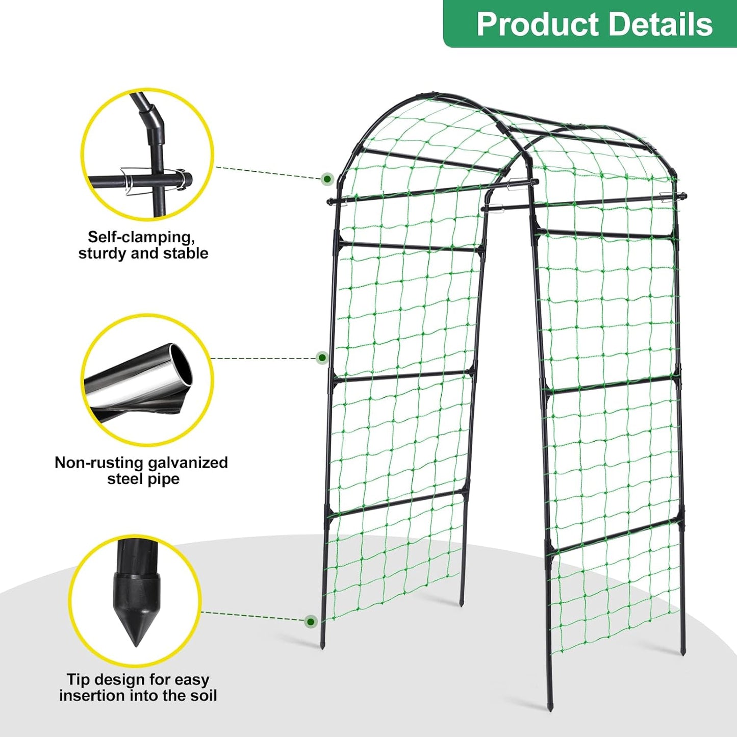 Cucumber Trellis for Raised Garden Bed, 71" H x 32" W A Frame