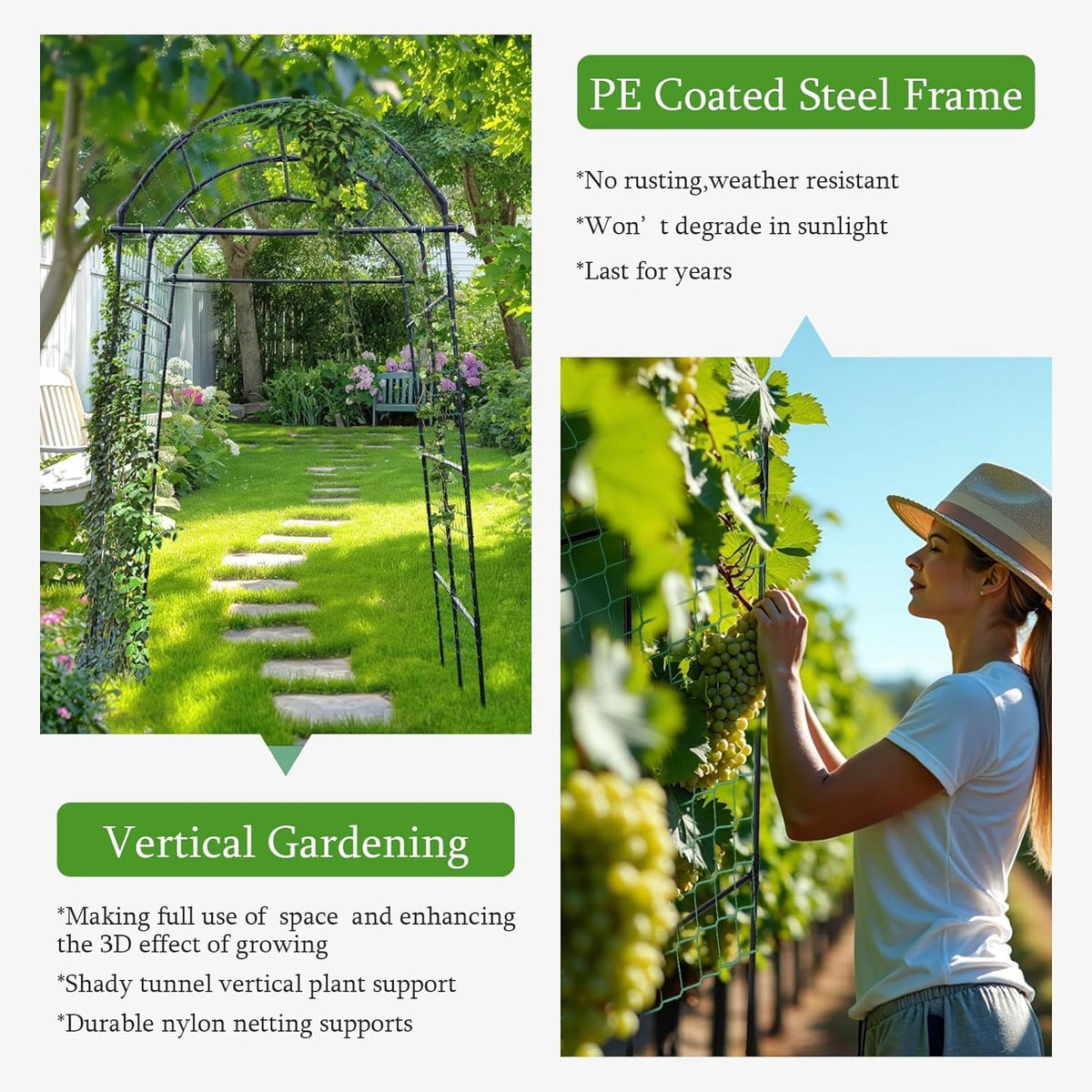 Cucumber Trellis for Raised Garden Bed, 71" H x 32" W A Frame