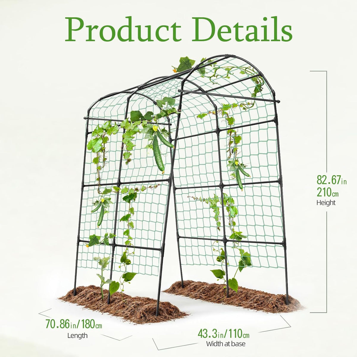Cucumber Trellis for Raised Garden Bed, 71" H x 32" W A Frame