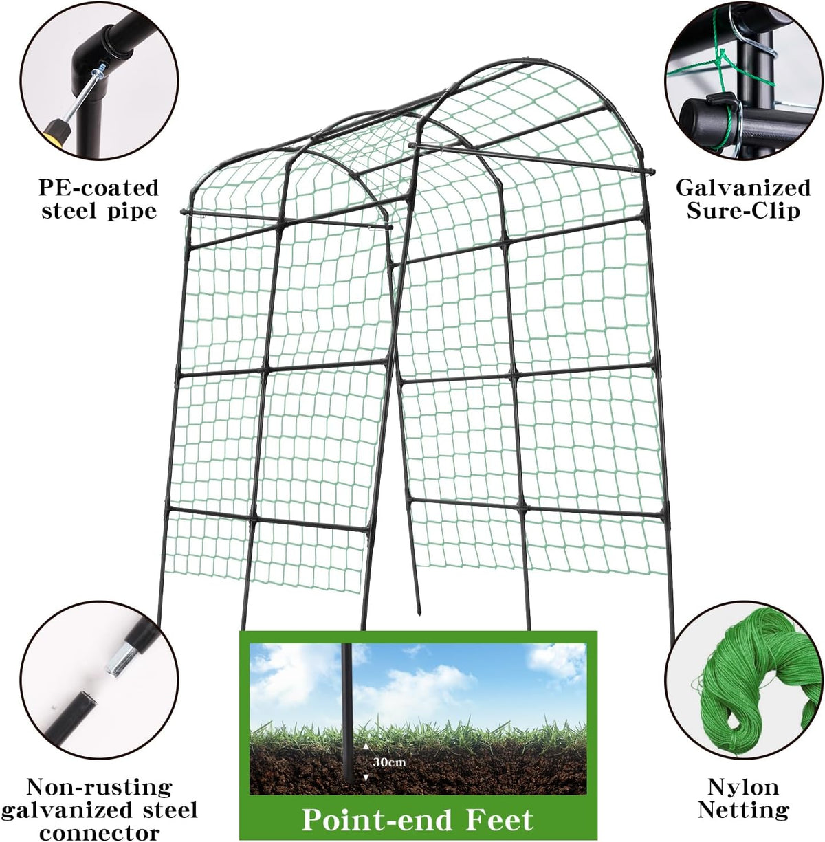 Cucumber Trellis for Raised Garden Bed, 71" H x 32" W A Frame