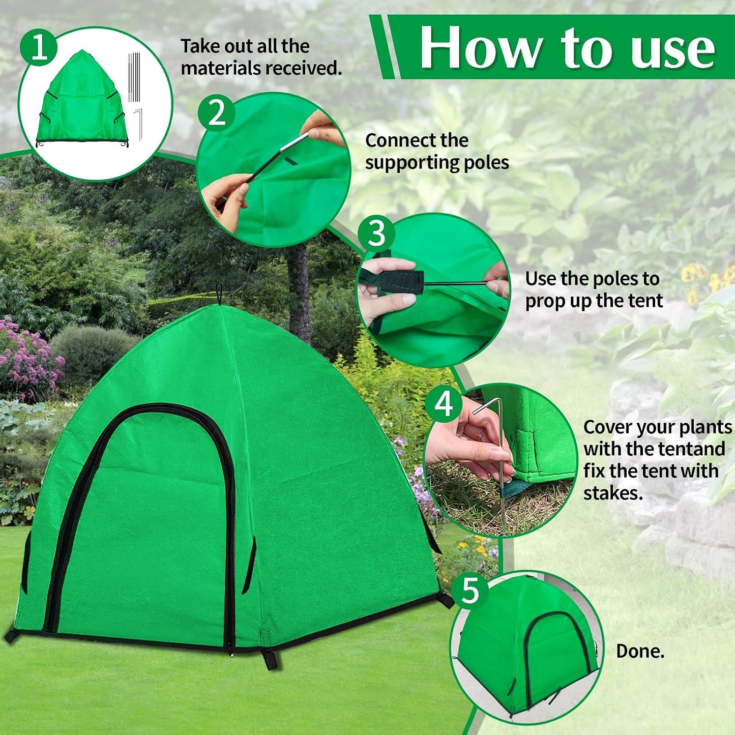 Winter Large Plant Covers Freeze Protection with Stakes, 24.4 x24.4 x22.4inch Warm Plant Protection Tent Foldable with Zipper Door, Plant Snow Ice Covers Protecting Fruit Tree (2Pack)