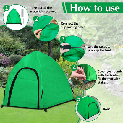 Winter Large Plant Covers Freeze Protection with Stakes, 24.4 x24.4 x22.4inch Warm Plant Protection Tent Foldable with Zipper Door, Plant Snow Ice Covers Protecting Fruit Tree (2Pack)