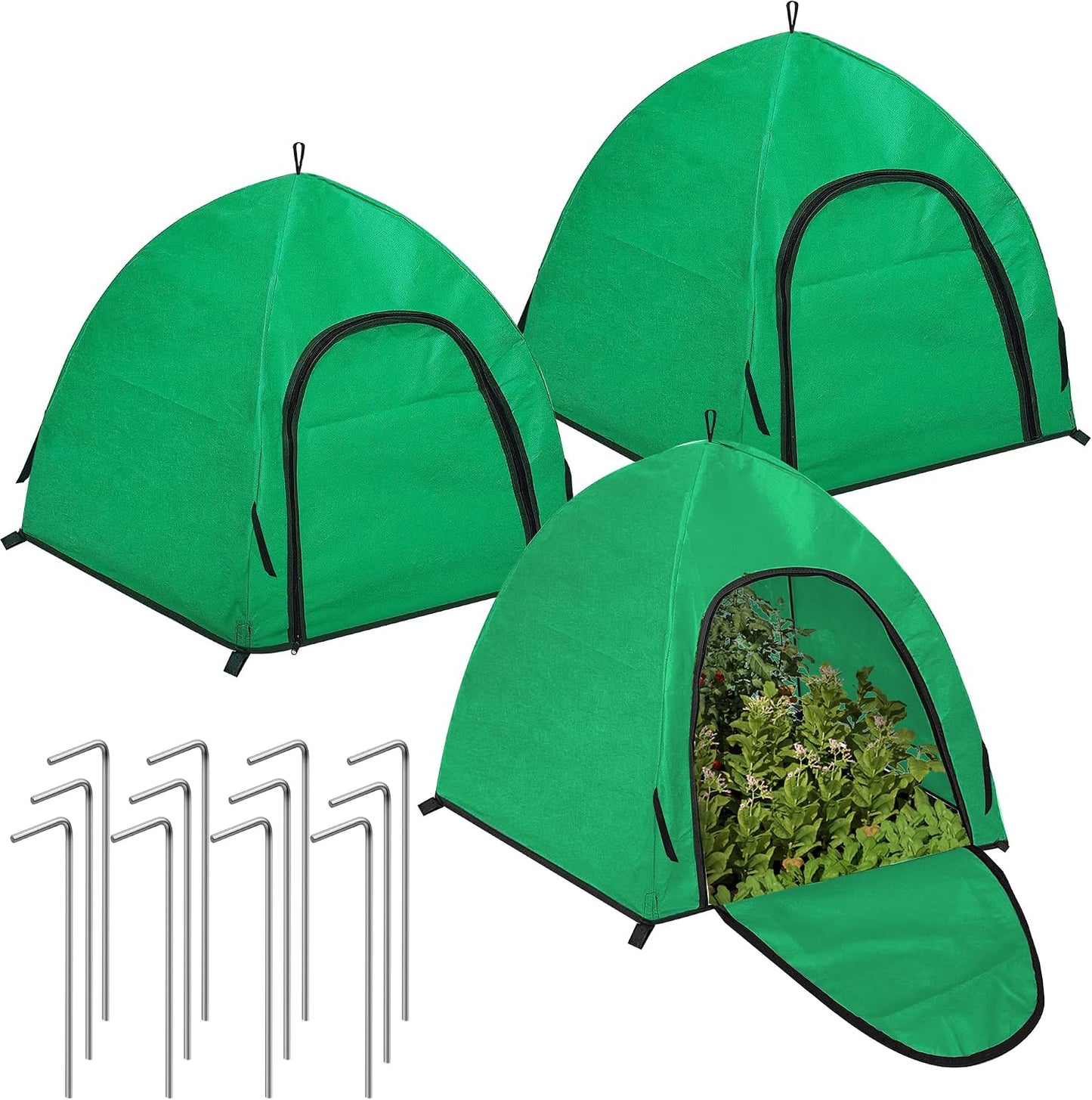 Winter Large Plant Covers Freeze Protection with Stakes, 24.4 x24.4 x22.4inch Warm Plant Protection Tent Foldable with Zipper Door, Plant Snow Ice Covers Protecting Fruit Tree (2Pack)