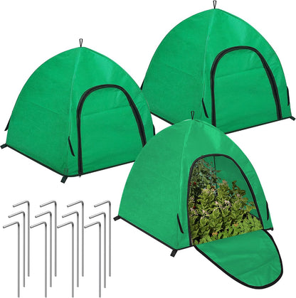 Winter Large Plant Covers Freeze Protection with Stakes, 24.4 x24.4 x22.4inch Warm Plant Protection Tent Foldable with Zipper Door, Plant Snow Ice Covers Protecting Fruit Tree (2Pack)