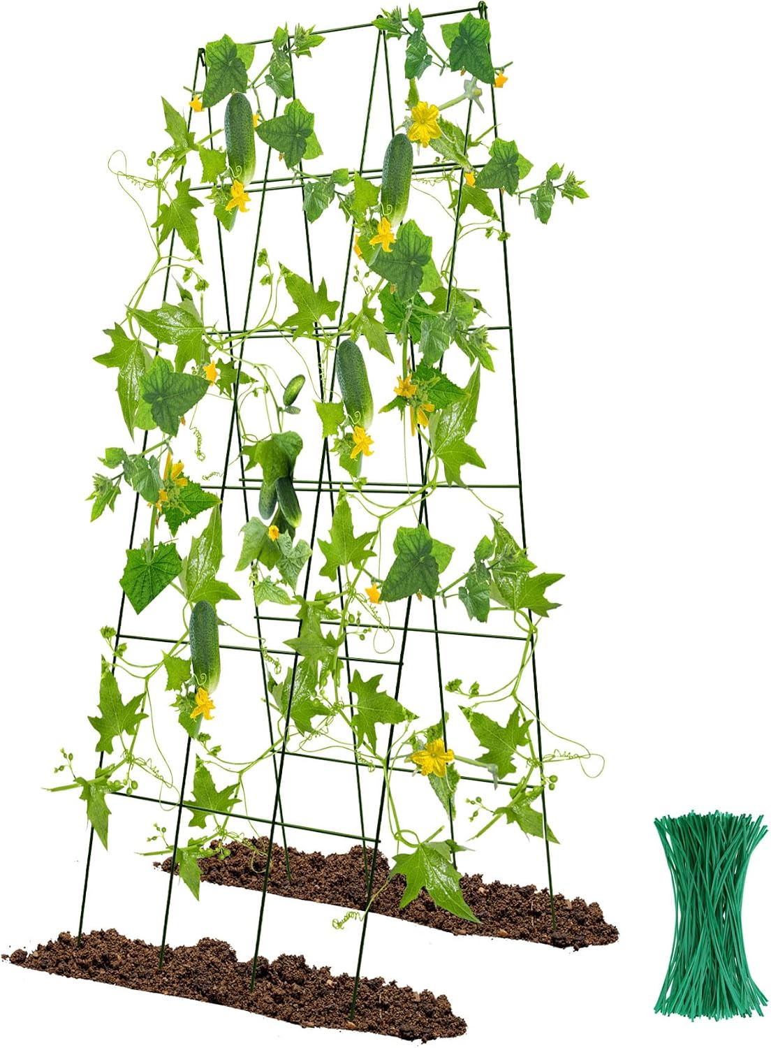 48 x 18 Cucumber Trellis, Foldable Metal A-Frame Trellis for Raised Beds, Small Garden Plant Support for Cucumbers, Peas and Climbing Vegetables